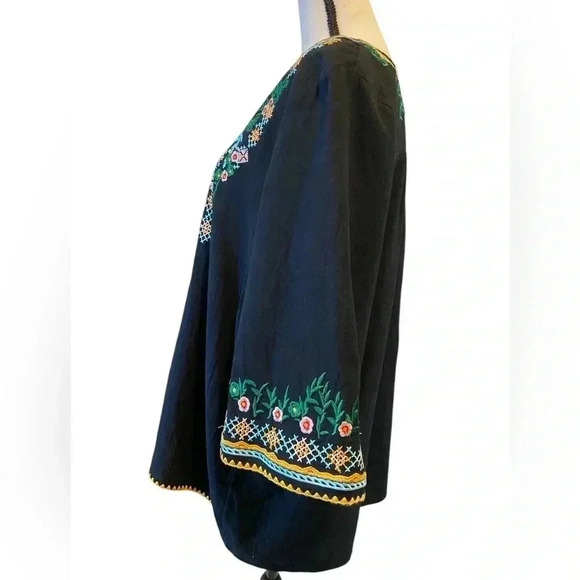 YZXDORWJ Womens Large Top Mexican Styled Embroidered Classic Black Flowy Cotton - Picture 3 of 5